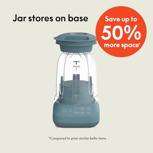 bella 10 Speed Countertop Blender, Juicer & Smoothie Maker, Fits-anywhere™ Kitchenware, Slim Flip & Store Design, Dishwasher Safe 48oz Capacity Pitcher & Lid, Stainless Steel Blade, 450 Watt, Oatmilk