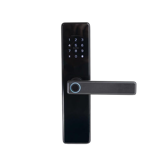 Stilaris Slim Smart Lock with Handle – 4-in-1 Biometric Fingerprint Door Lock, Thin Profile Mortise-Style Keyless Entry for Home, Office & Patio Doors, Waterproof Electronic Keypad & IC Card Access