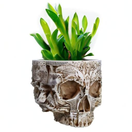 Skull Potted Plant Head Planter Pen Holder Desk Office Organizer Stationery Small Succulent Pots Gifts Decor Mini Resin Home Gardening Flower Pot Special Creative Outdoor Halloween Christmas Party