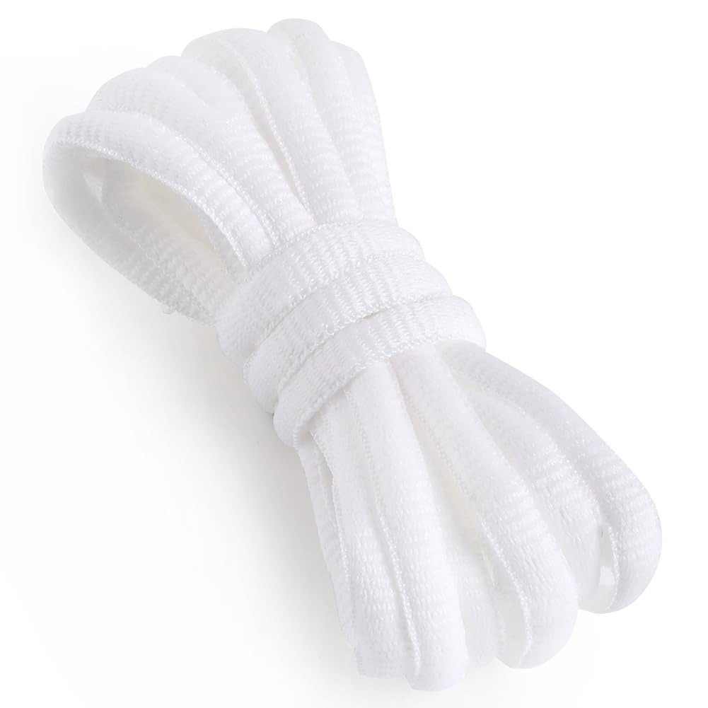 VSUDO 51" Oval White Shoe Laces for Sneakers, Half Round Athletic Basketball Shoelaces, Running Sport Shoestrings [1 Pair-White-130CM]