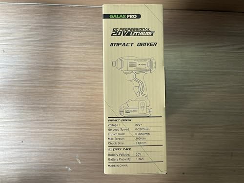GALAX PRO Cordless Impact Driver 20V, Variable Speed (0-2800RPM),with LED Work Light, 6pcs Screwdriver Bits, 1.3Ah Battery and Charger