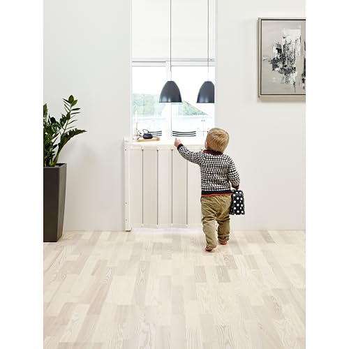 BabyDan - Guard Me Auto Retractable Stair Gate, 55-89 cm width, One-Hand Operation Safety Gate, Child and Pet Gate, White, Made in Denmark