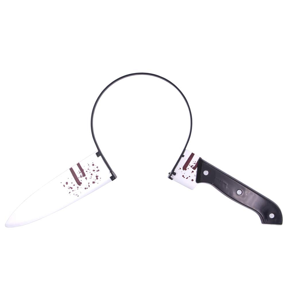 Rotumaty Halloween Scary Costume Accessories Bloody Headband (Bloody Knife/Syringe/Scissors) Funny Headwear Through Head Toys (Knife)