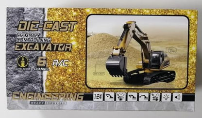 Thedttoy Remote Control Digger RC Excavator 2.4GHz Remote Control Excavator Diggers Construction Toys for Kids,6 Channel RC Diggers Tractor Toy w/Light, Birthday Xmas Gift for 3 4 5 6+ Year Old Boys
