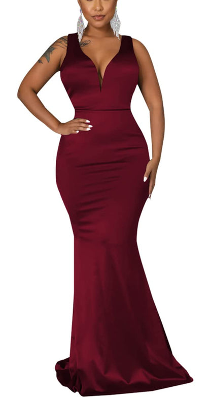 JTNFairy Women's Sleeveless Bodycon Corset Maxi Dress Ruched Elegant Evening Wedding Guest Long Formal Dresses
