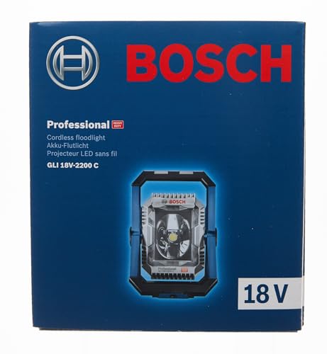Bosch Professional 18V System Cordless LED Construction Site Floodlight GLI 18V-2200 C (max. brightness 2200 lumen, Connect Ready, without battery/charger)