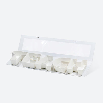 Geoto 25.7"x6"x2" Pink/Red/White/Black/Navy Blue Creative Teachers' Day Cardboard Gift Packaging Idea Fillable TEACH Letter Shaped Gift Boxes(White with Window)