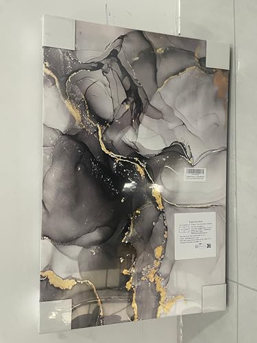 FajerminArt 3 Panels Framed Canvas Wall Art Marble Gray Gold White Pictures Printing Painting Poster Canvas Prints Wall Decor for Bedroom Living Room Bathroom Office Ready to Hang 40x60cmx3Pcs