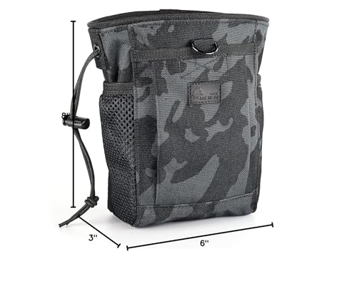 WOLF TACTICAL Drawstring MOLLE Dump Pouch - EDC Drop Bag for Ammo, Magazines, Range Shooting, Hunting, Outdoor Sports (Black Camo)