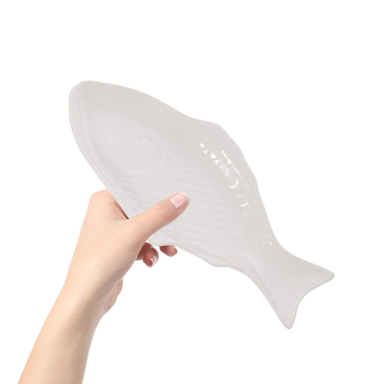 DOITOOL Creative Fish Plate Ceramic Serving Platter 11 Inch Fish Shaped Dish Snack Storage Tray for Home Dinner Party Restaurant