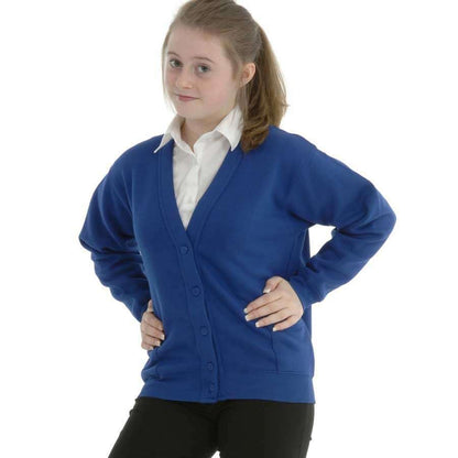 Miss Chief Girls Smart School Cardigan Sweatshirt Uniform Age 3 4 5 6 7 8 9 10 11 12 13 ((30) 9-10yrs, Royal Blue)