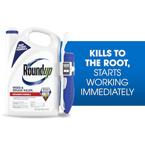 Roundup Weed & Grass Killer₄ with Comfort Wand, Use in and Around Flower Beds, Trees, and Driveways, 1 gal.