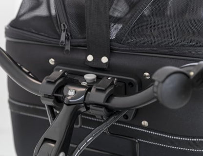 TRIXIE dog bike basket for front up to 13.2 lbs – 16.1 × 18.5 × 11.4 inches – dog bicycle basket for handlebars – includes rain cover and mesh top, 13108