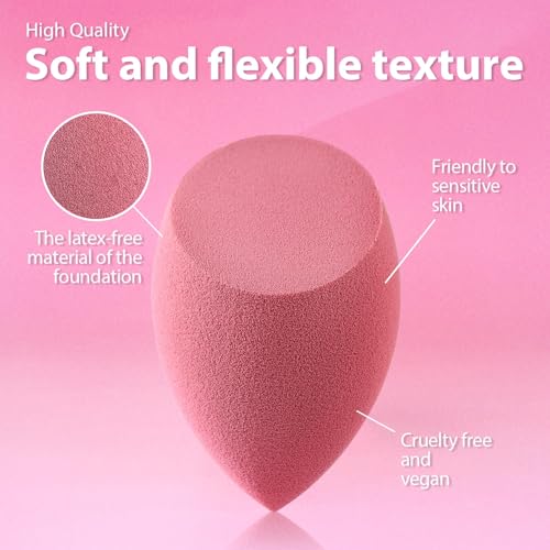 Makeup Sponge Set Foonbe Blender Sponges 7 Pcs for Liquid, Cream, and Powder, Latex Free, Multi colored Beauty Sponges with 1 Mini Sponge, Vegan & Cruelty-Free