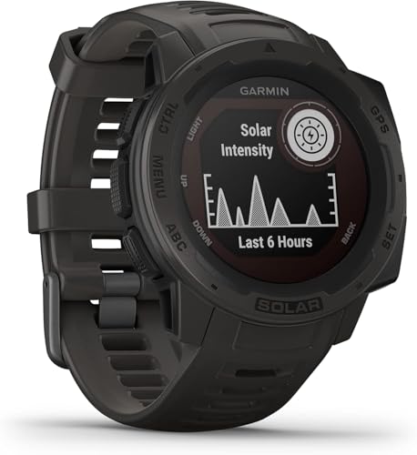 Garmin Instinct Solar, Solar-powered Rugged Outdoor Smartwatch, Built-in Sports Apps and Health Monitoring, Graphite