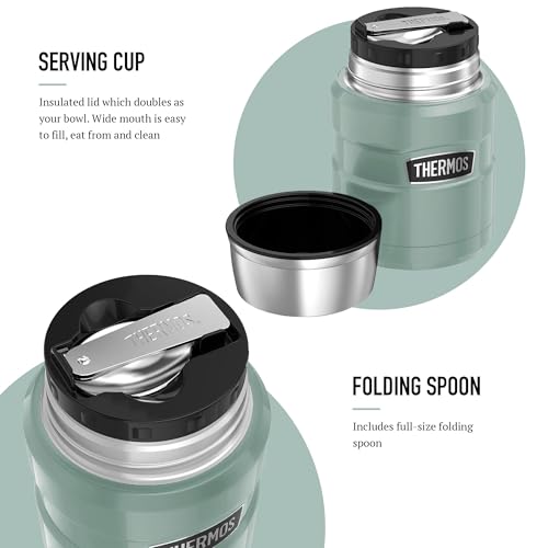 Thermos Stainless King Food Flask, 470ml Capacity - Sleek Multi- Purpose Flask for Daily Food Prep - Durable Stainless Steel with Classic Duck Egg Finish - Ideal for On-the-Go Meals & Drinks