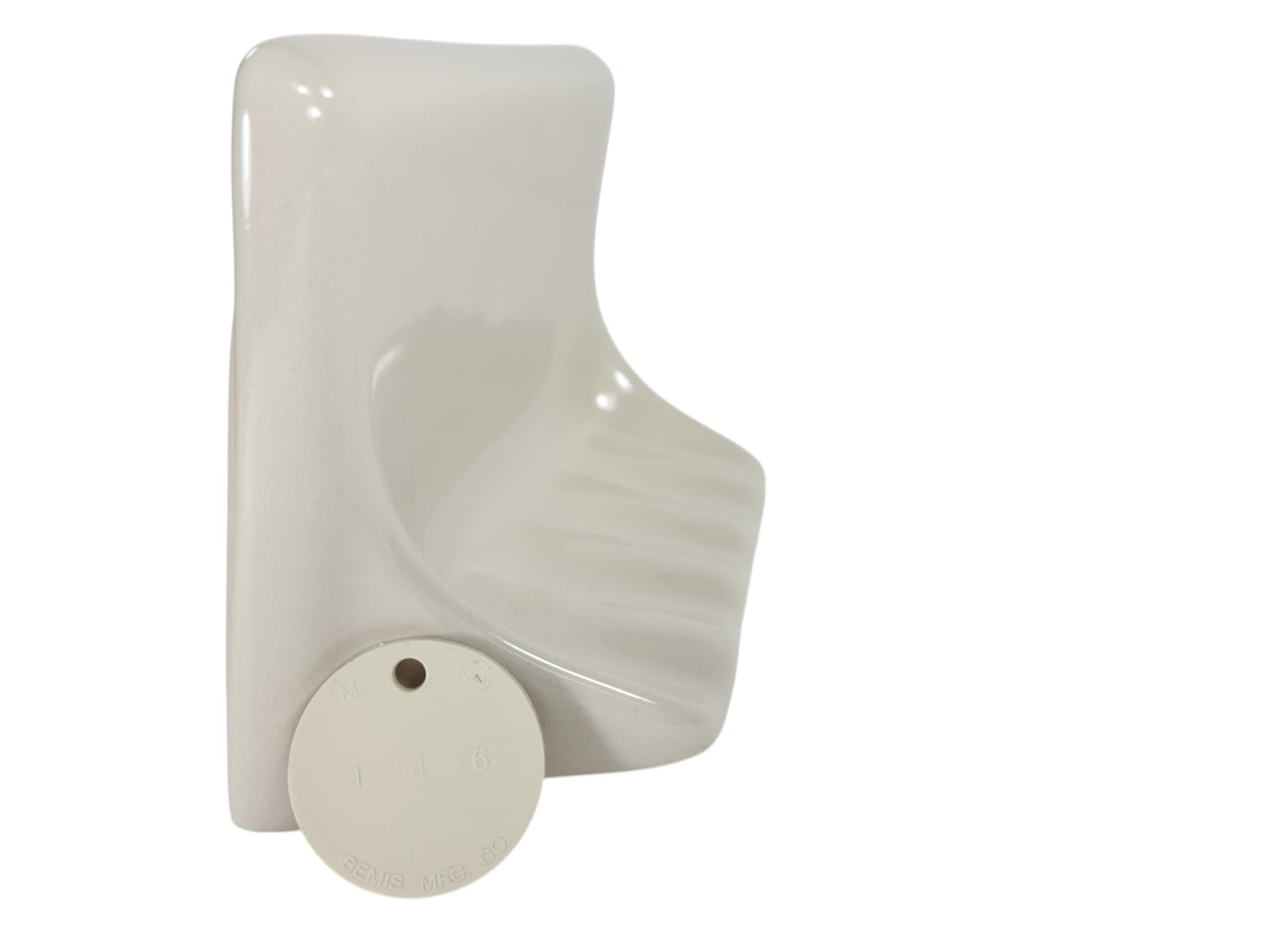 Beige Bone Almond Ceramic Soap Dish Shower Tray Tile in Installation Vintage Mid Century Modern Retro
