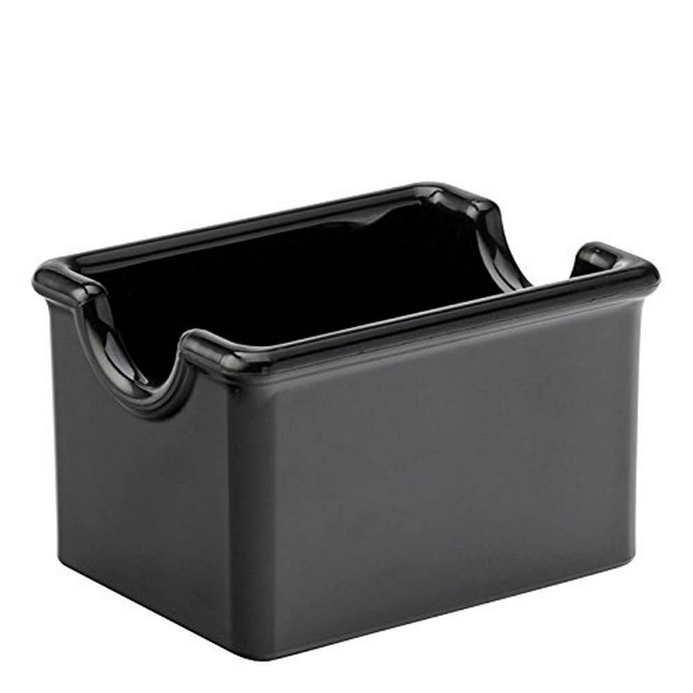 Get 4-31860 Black Round Stainless Steel Condiment Caddy Iron Teflon Coated Table Caddies Collection & Carlisle FoodService Products Sugar Caddy for Kitchens, Plastic, 20 Packets, Black, Small
