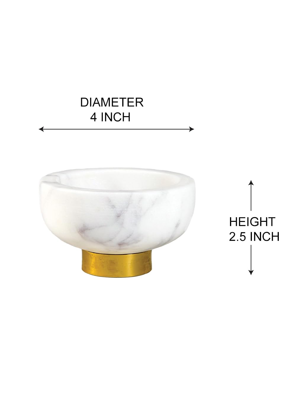 Serene Spaces Living White Marble Bowl with Brass Ring, Decorative Multi-Purpose Bowl - Use as Centerpiece Bowl, Fruit Bowl, Single