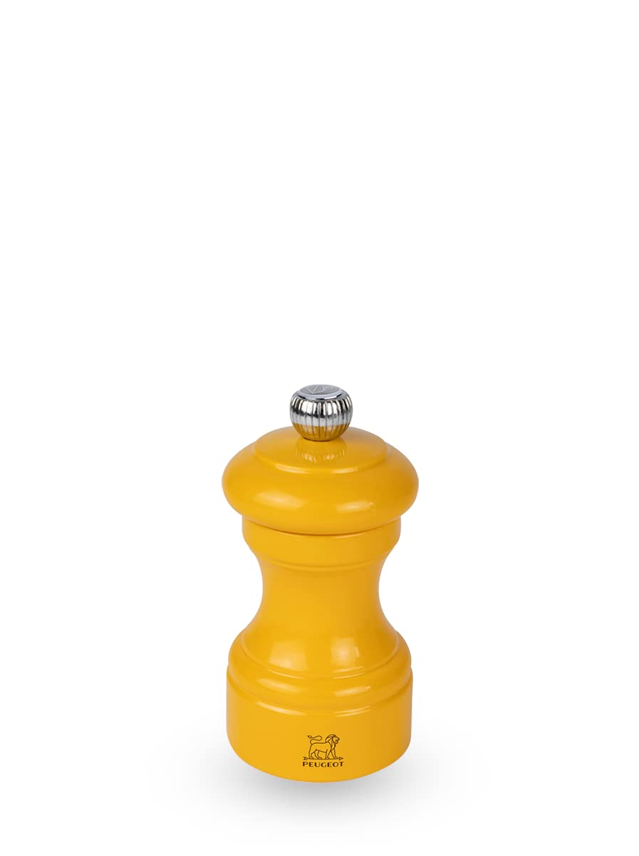 PEUGEOT- Bistro Salt Mill - Classic Salt Grinder - Made with PEFC Certified Wood - Made in France, 10 cm -4 in. Saffron Yellow