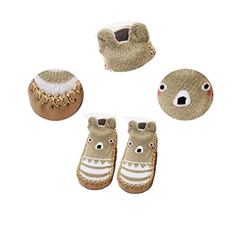 XM-Amigo 4 Pairs of Baby Boys Girls Indoor Slippers Anti-Slip Socks Shoes, Blue Set01, 12-18 Months