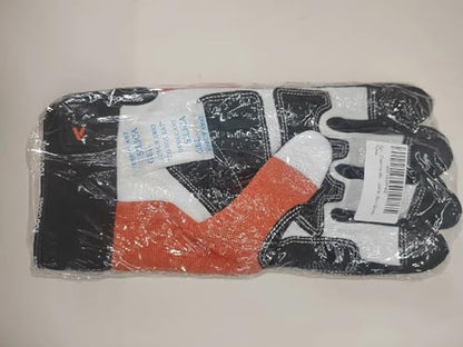 Vgo... Chainsaw Gloves 12-Layer Protection on Both Hands, Safety Goat Leather Foresty Work Gloves with Touchscreen(M,Orange,1 pair)