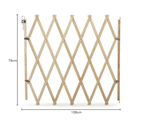Bettacare Expandable Pet Barrier, 60cm - 108cm, Natural, Wood, Retractable Dog Safety Gate, Barrier for Puppy and Dog