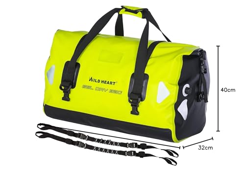 Wild Heart Waterproof Travel Bag PVC500D Double Base with Rope Strap and Inner Pocket 40L 66L 100L, Bright Green, 66L, Waterproof Travel Bag