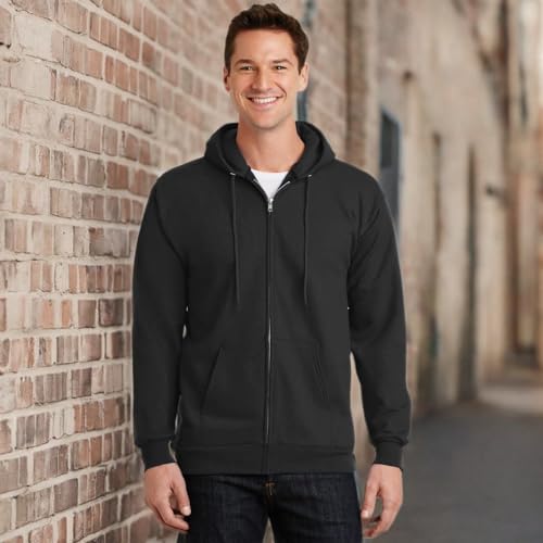 Port & Company Tall Essential Fleece Full-Zip Hooded Sweatshirt LT Jet Black