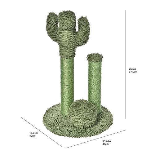 Amazon Basics Cat Scratching Post for Indoor Cats, Cactus Cat Scratcher Triple Posts, 68 cm, Green