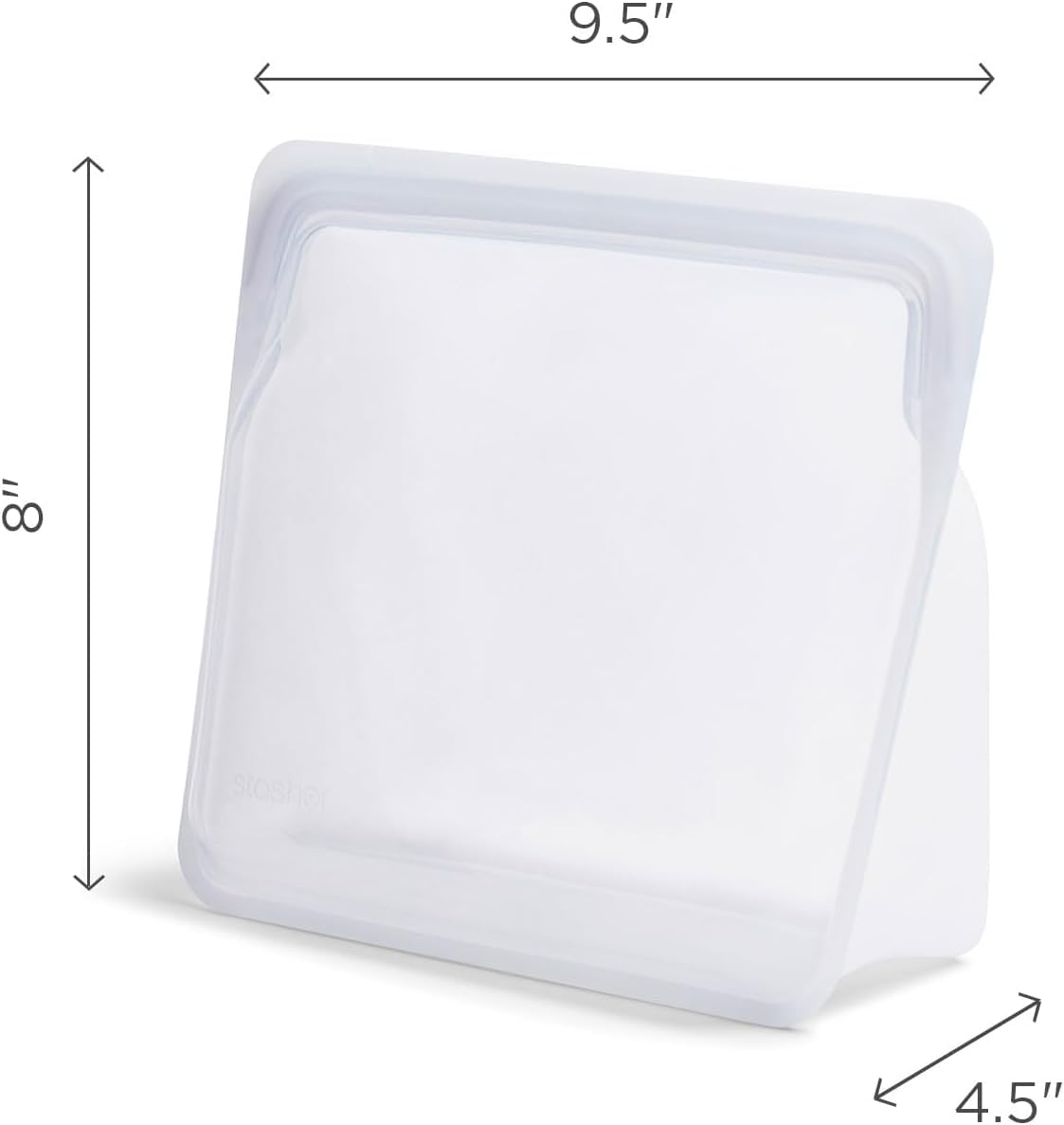 Stasher Premium Silicone Reusable Food Storage Stand-Up Mid Bag, Clear, Microwave, Sous Vide, Dishwasher, Oven and Freezer Safe, BPA Free, Leak-free, Eco-friendly, 56 Oz