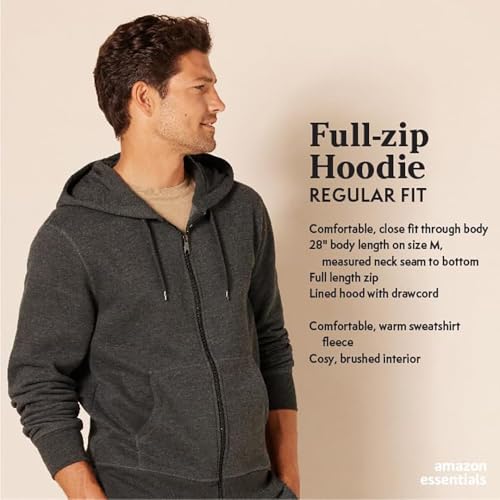 Amazon Essentials Men's Full-Zip Fleece Hoodie (Available in Big & Tall), Black, X-Large
