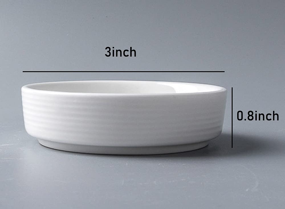 Mozacona 8pcs White Ceramic Seasoning Dishes Appetizer Plates,3 Inches