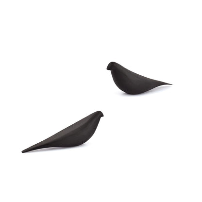 Kaizen Casa Statues Black Acacia Wood Bird Set of 2 Decorative Sculptures for Home Décor, Modern Black Bird Ornaments for Living Room, Office (8.25'' X 2.5'' X 3.25'')