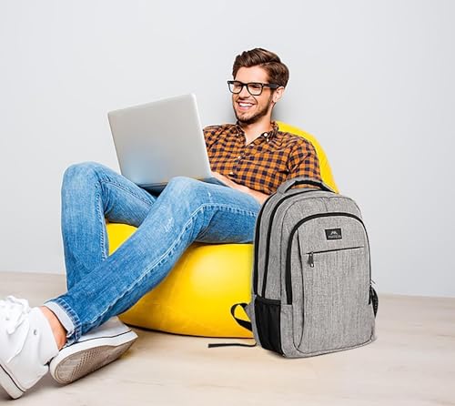 MATEIN Travel Laptop Backpack, Work Bag Lightweight Laptop Bag with USB Charging Port, Anti Theft Business Backpack, Water Resistant School Rucksack Gift for Men and Women, Fits 15.6 Inch, Grey