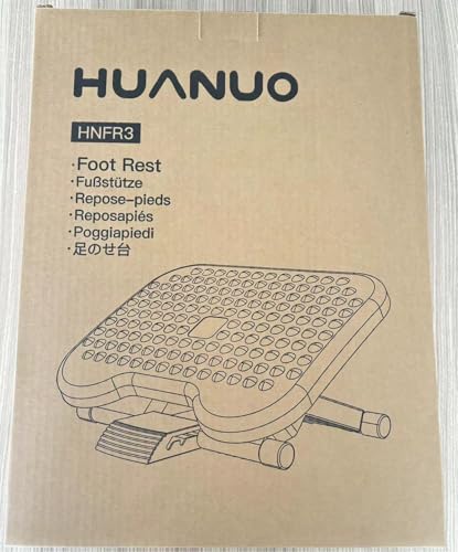 HUANUO Adjustable Under Desk Footrest, Foot Rest for Under Desk at Work with Massage, Foot Stool with 3 Height Position & 30 Degree Tilt Angle Adjustment for Home, Office