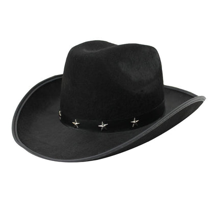 I LOVE FANCY DRESS LTD Cowboy Hat & Cowboy Neckscarf Accessories. Black Star-studded Cowboy Hat & White Bandana. Wild West Western Sheriff. Pack of: 1 | Bandana Colour: Black