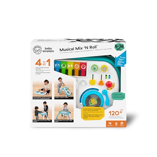 Baby Einstein, Musical Mix ‘N Roll 4-in-1 Activity Walker and Table, Educational Push Along Toy, 4 Languages, 100+ Melodies and Phrases, Ages 6 Months +