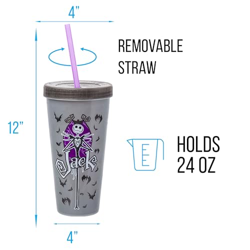 Silver Buffalo Disney Nightmare Before Christmas Character Grid 4 Pack Color Change Plastic Tumbler, 24 Ounces