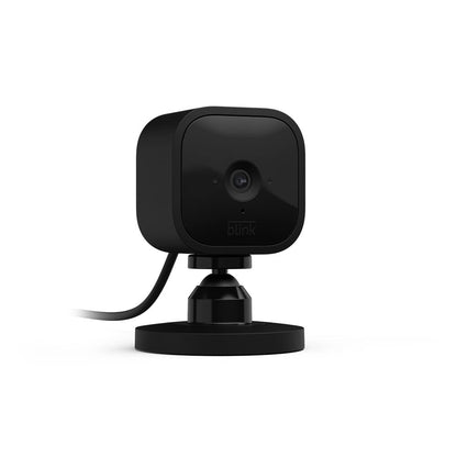 Blink Mini - Compact indoor plug-in smart security camera, 1080p HD video, night vision, motion detection, two-way audio, easy set up, Works with Alexa – 2 cameras (Black)