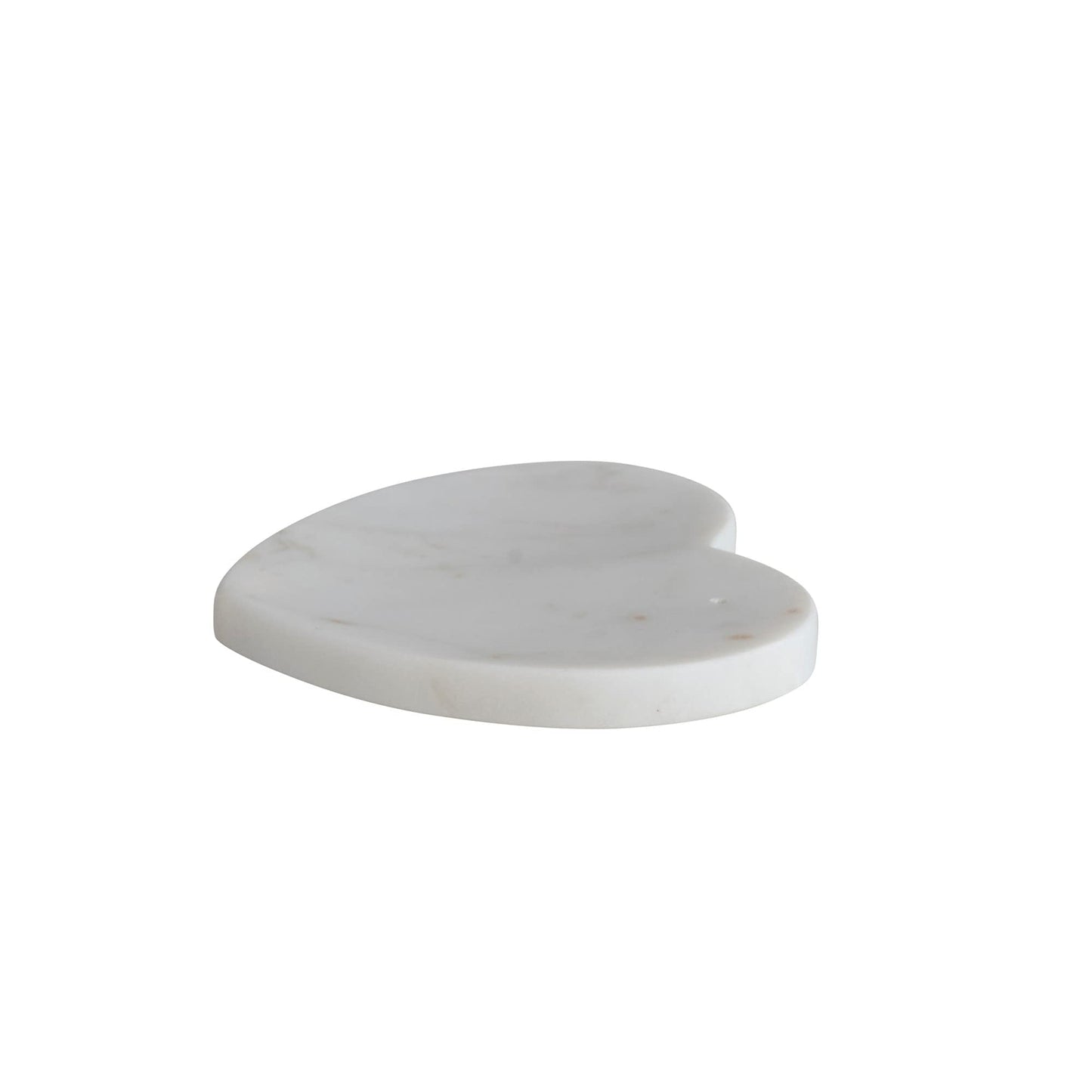 Creative Co-Op Marble Heart Shaped Dish, White