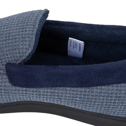 EverFoams Men's Comfort Memory Foam Moccasin Slippers Breathable Terry Cloth House Shoes with Anti-Skid Rubber Sole Grey 10 UK