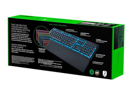 Razer Ornata V3 X - Low Profile Gaming Keyboard (Silent Membrane Switches, UV-Coated Keycaps, Durable, Spill-Resistant Design, Ergonomic Writst Rest) UK Layout | Black