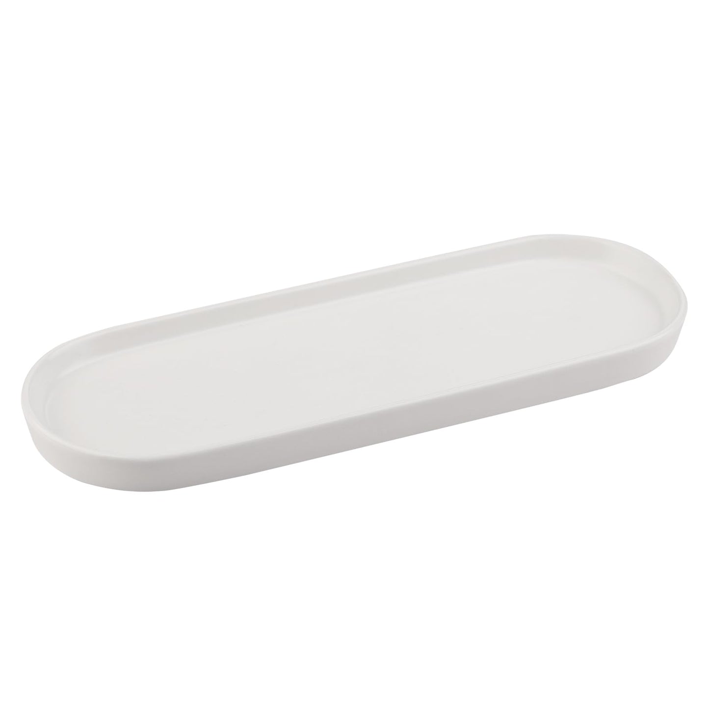 VanEnjoy White Vanity Tray for Bathroom Counter, Long Narrow Tray Ceramic Tray for Kitchen Counter for Soap Bottles