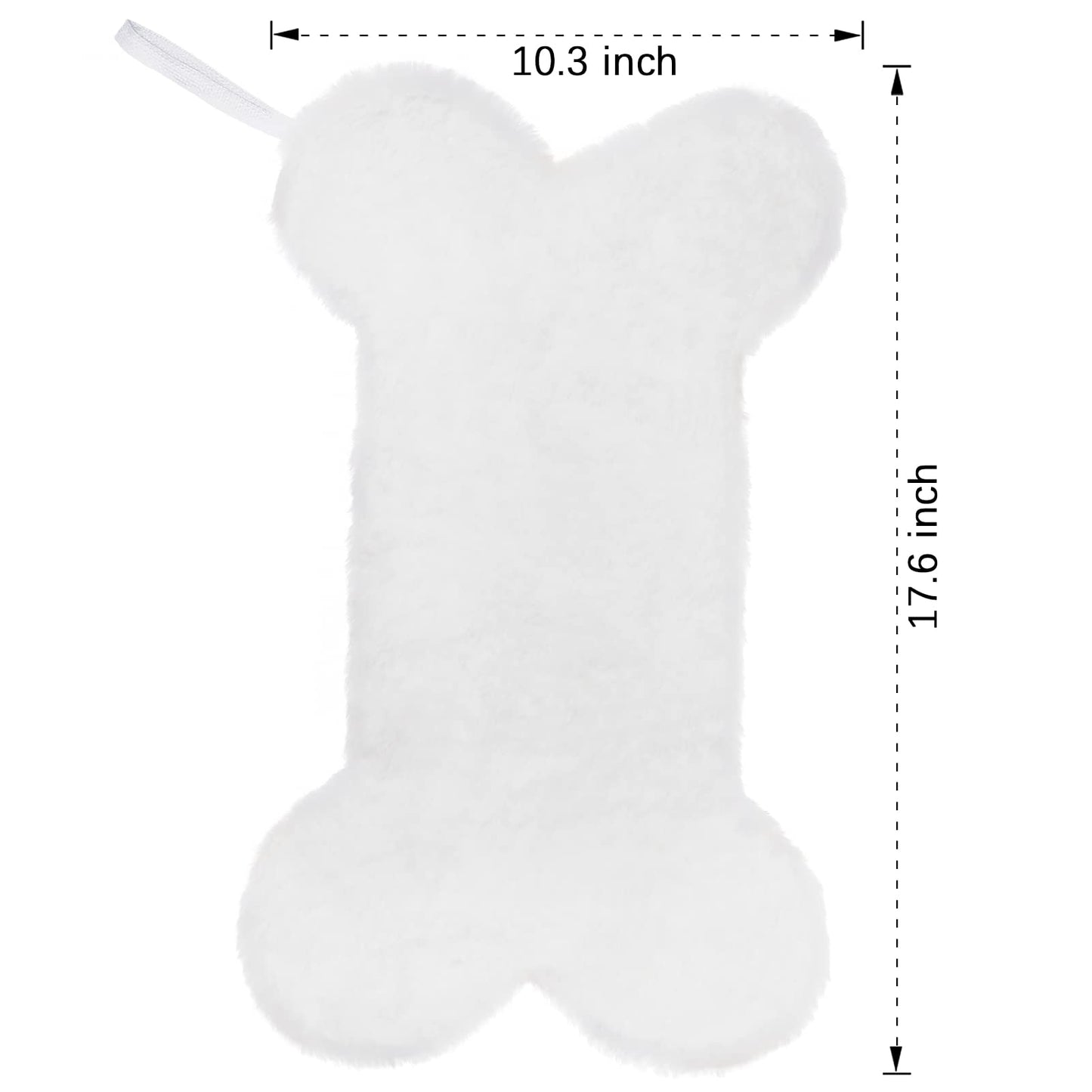 Senneny Snowy White Plush Pet Dog Christmas Stocking, Dog Christmas Stockings Large Bone Shape Faux Fur, Hanging Christmas Holiday Season Party Decor for Pets Dogs