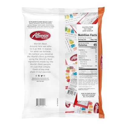 Albanese World's Best, Halloween 12 Flavor Gummi Bear Cubs®, 50-0.5oz Trick or Treat Bags of Halloween Candy