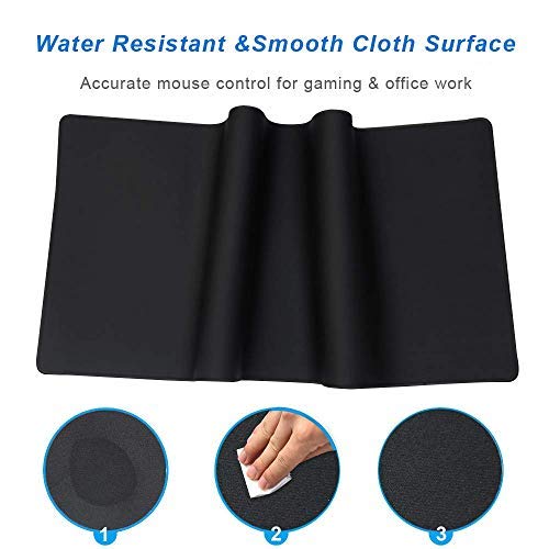 YEBMoo Extended Gaming Mouse Pad Extra Large 600x300x3 mm Water Resistant Mice Mat with Non-Slip Base for PC Computer Laptop (60x30 Black001)