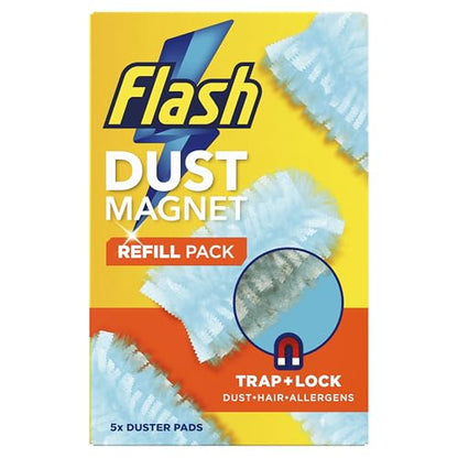 Flash Duster Dust Magnet Refills, Trap & Lock Away Dust, Dirt, Hair & Allergens In No Time, 25 Dusters (5x5)