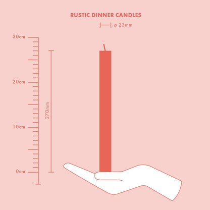 Bolsius Rustic Dinner Candles - Dark Red - Pack of 9 - Long Burning Time of 13 Hours - Interior Decoration - Unscented - Includes Natural Vegan Wax - 27 x 2.3 cm