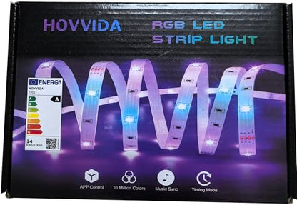 HOVVIDA LED Strip Light Lights 30M, 30 LEDs/Meter, 24V RGB LED Strip, 900 LEDs, 2x15M, APP and Remote Control, Music Mode, Timer Mode, LED for Bedroom, Living Room, Kitchen, Party